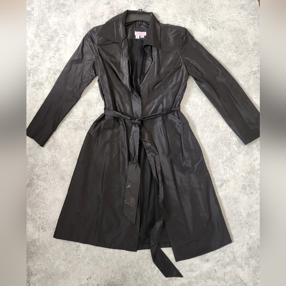 FORNASH  Vintage Silk Wrap Trench Coat Size M